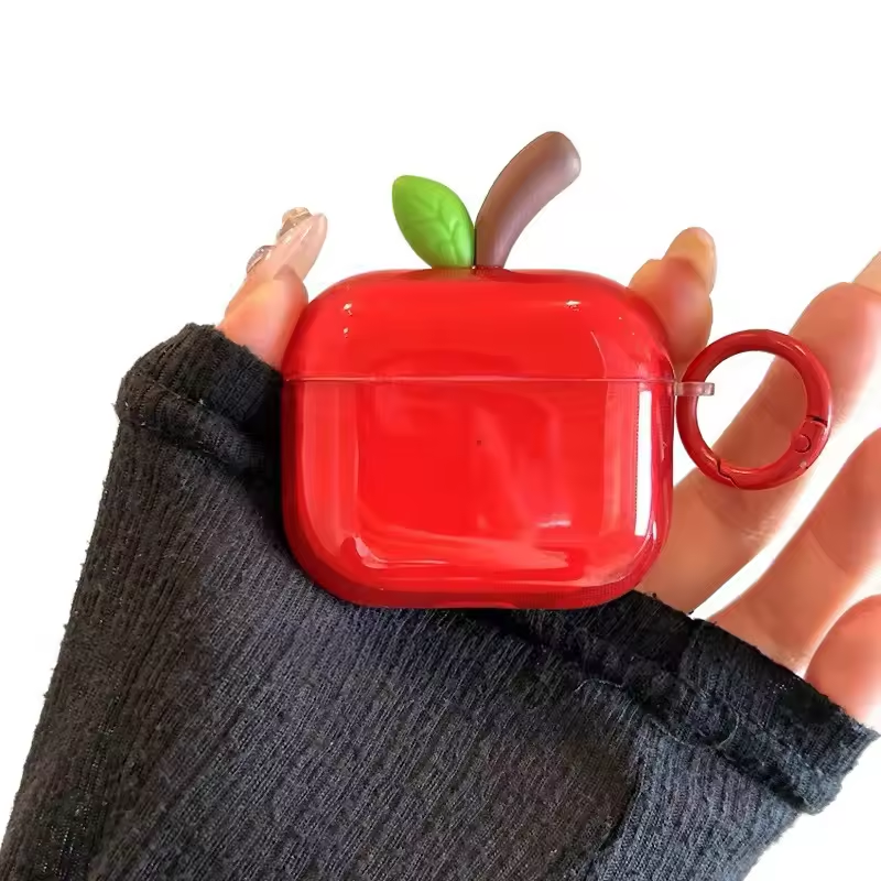 Branch Red Apple Suitable Airpodspro3 Protective Cover New 4th Generation 3 Earphone Case Soft Silicone Translucent Color