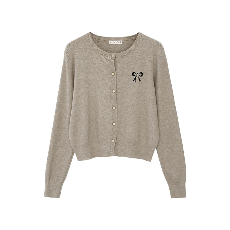 Butterfly Embroidery Loose Cardigan Knit Sweater Coat for Women, Short Chiffon Style Top