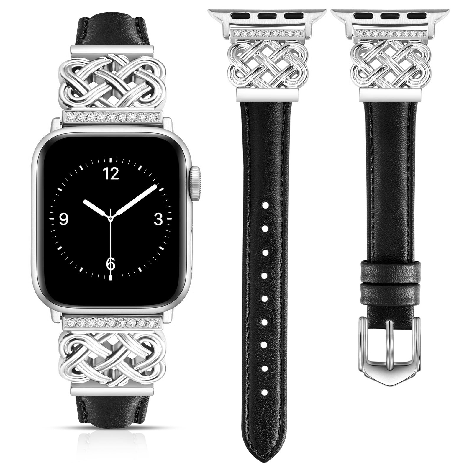 Apple Watch Strap with Chinese Knot and Diamond Inlay Metal Buckle for Series 1-10 and SE