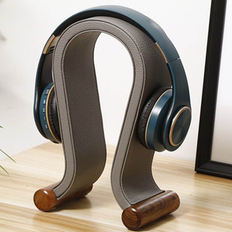 A-line Art Bluetooth Earphone Stand, Walnut Wood U-shaped Headphone Holder, Leather Headphone Rack, Display Stand, Hanging Rack, Decorative Ornament
