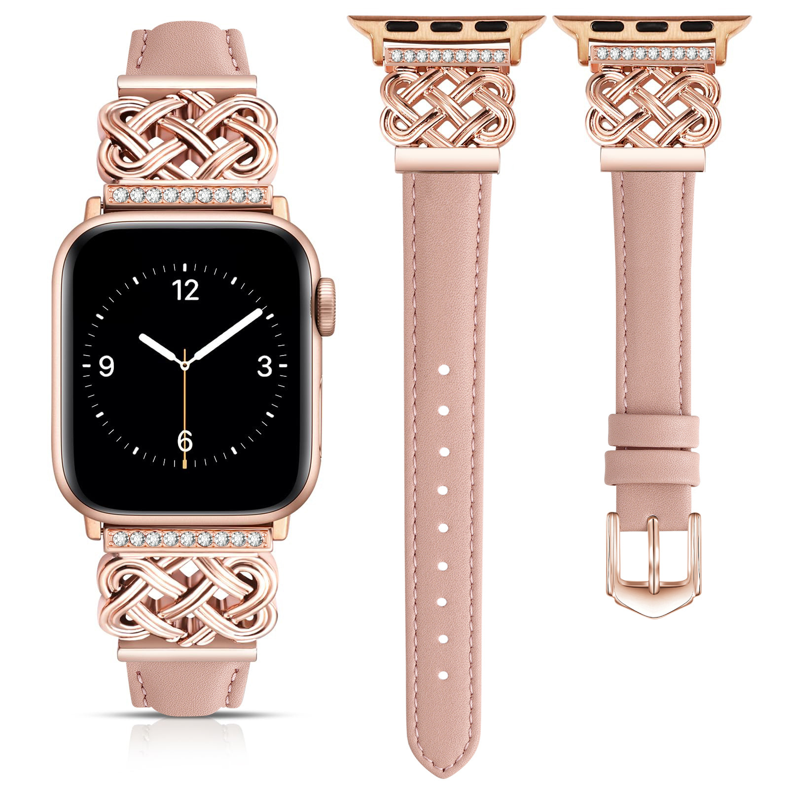 Apple Watch Strap with Chinese Knot and Diamond Inlay Metal Buckle for Series 1-10 and SE