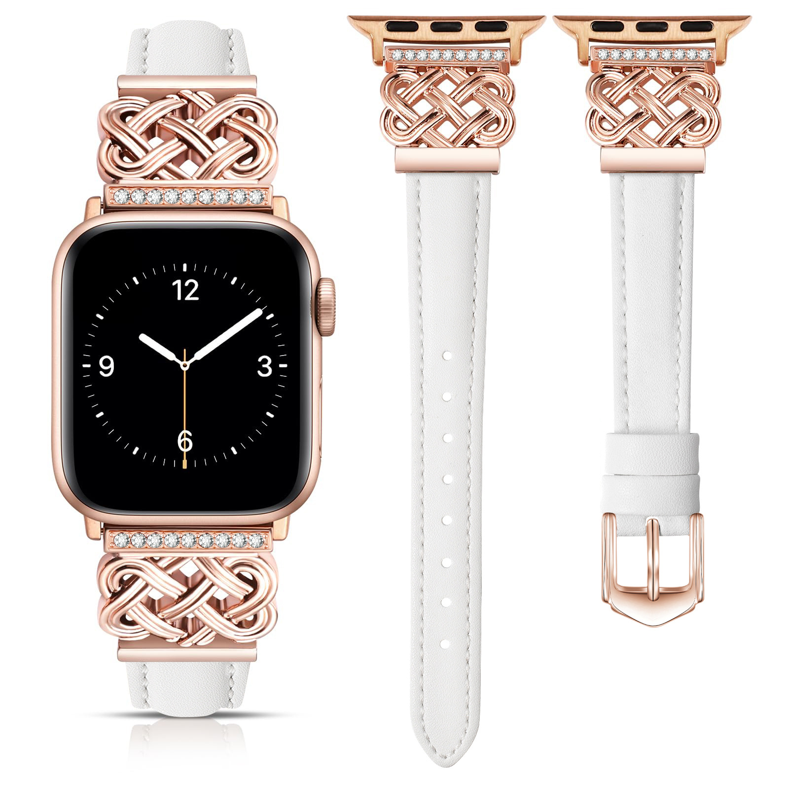 Apple Watch Strap with Chinese Knot and Diamond Inlay Metal Buckle for Series 1-10 and SE
