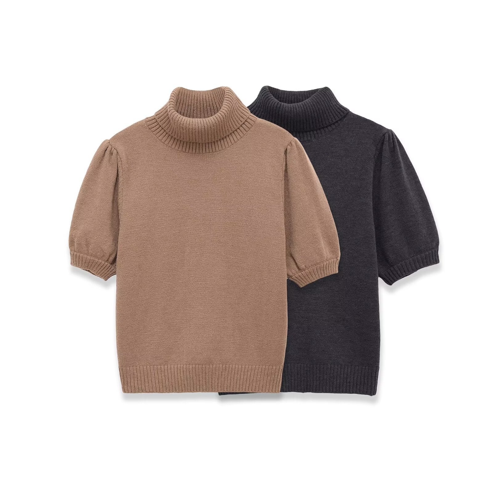 Bubble short sleeved knitted sweater for women