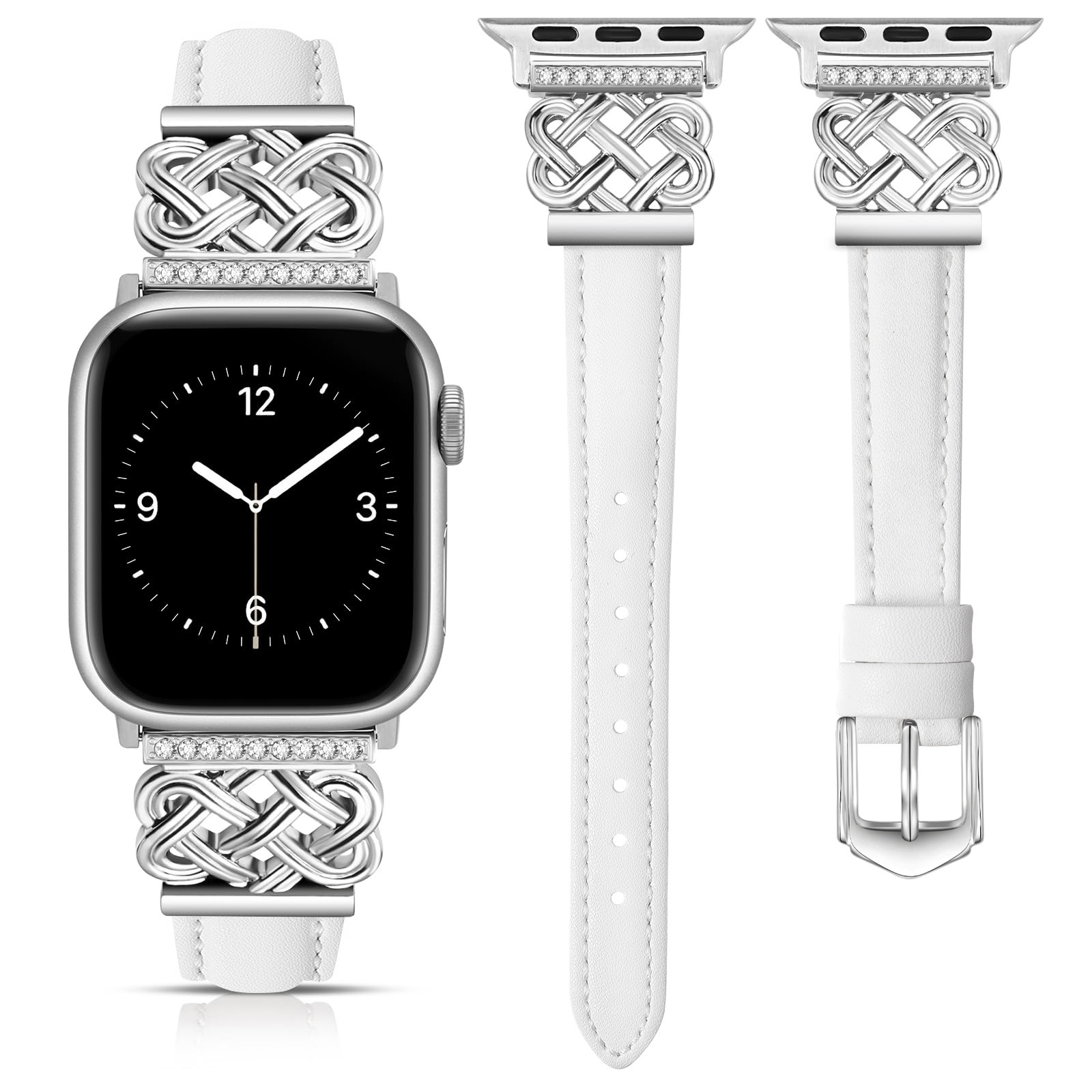 Apple Watch Strap with Chinese Knot and Diamond Inlay Metal Buckle for Series 1-10 and SE