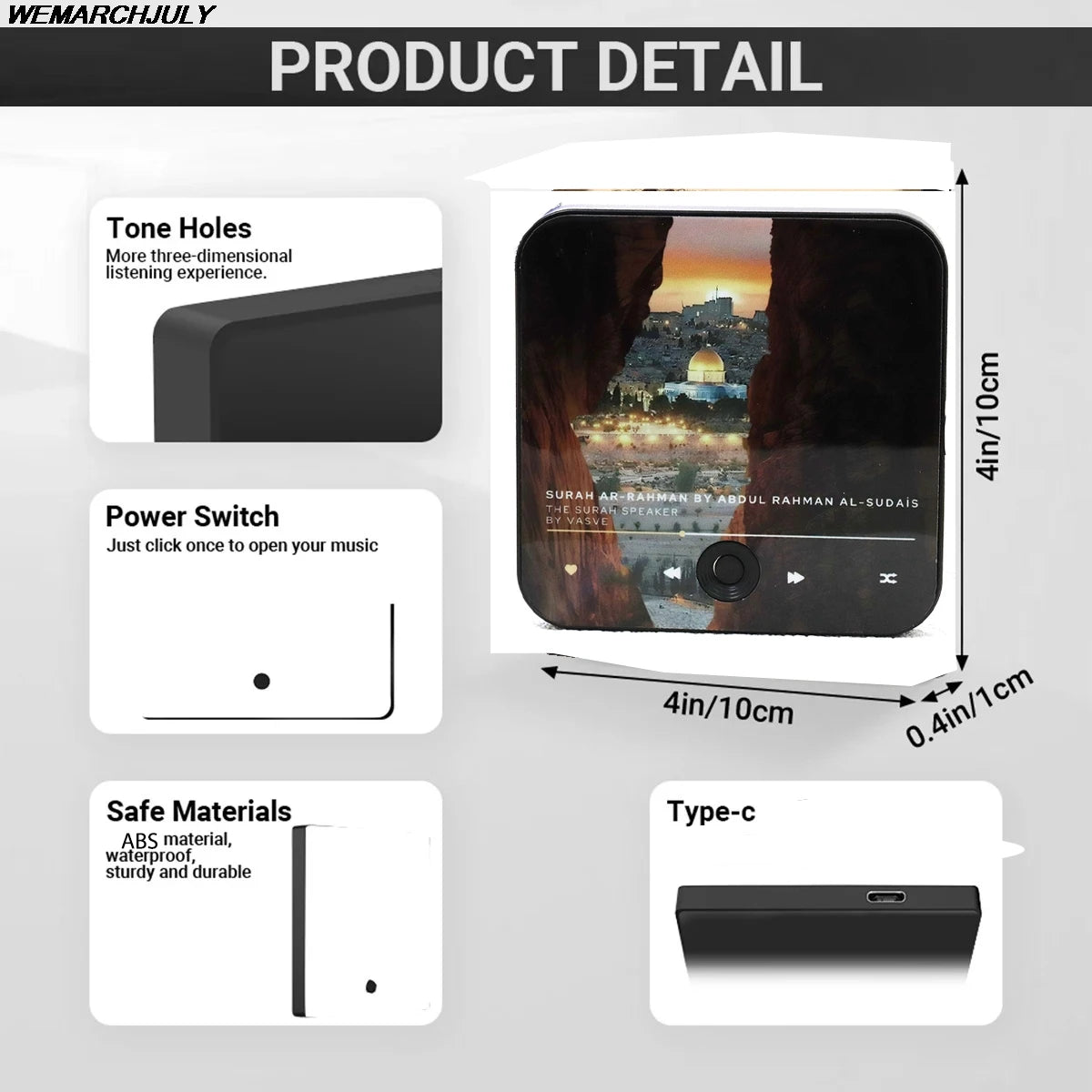 Altoparlante magnetico Surah Altoparlante Corano per frigorifero Regalo islamico Regalo musulmano Ramadan e Eid Lettore Surah | Regalo musulmano 2025